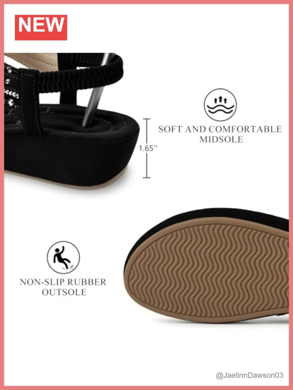 Wedge Sandals: Memory Foam Faux Leather Rhinestone Bohemian Platform Slip On